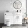 Harper Gloss White Combination Vanity Basin and Aruba Toilet 1200mm - Black Accents - Right Handed