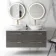 Elba Graphite Grey Double Wall Hung Drawer Vanity with Marble Top & Oval Basin 1200mm - Brushed Brass Accents