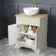 Lucia Chalk White Vanity with Oak Effect Top & Round Counter Top Basin 640mm - Brushed Brass Accents