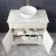 Lucia Chalk White Vanity with Marble Top & Round Counter Top Basin 840mm - Brushed Brass Accents