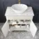 Lucia Chalk White Vanity with Marble Top & Oval Counter Top Basin 840mm - Brushed Brass Accents