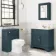 Lucia Inky Blue Basin Vanity 830mm - Brushed Brass Accents