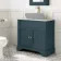 Lucia Inky Blue Cabinet with Marble Top 840mm (Excludes Counter Top Basin) - Brushed Brass Accents