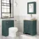 Lucia Midnight Green Vanity with Oak Effect Top & Curved Counter Top Basin 640mm - Brushed Brass Accents