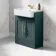 Monaco Midnight Green Basin Vanity 600mm - Brass Knurled Handles