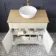 Lucia Chalk White Vanity with Oak Effect Top & Round Counter Top Basin 840mm - Brass Knurled Handles