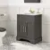 Lucia Graphite Grey Vanity with Marble Top & Undermount Basin 630mm - Brass Knurled Handles
