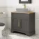 Lucia Graphite Grey Cabinet with Oak Effect Top 840mm (Excludes Counter Top Basin) - Brass Knurled Handles