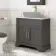 Lucia Graphite Grey Cabinet with Marble Top 840mm (Excludes Counter Top Basin) - Brass Knurled Handles