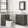 Lucia Graphite Grey Vanity with Marble Top & Round Counter Top Basin 840mm - Brass Knurled Handles