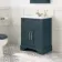 Lucia Inky Blue Basin Vanity 630mm - Brass Knurled Handles