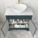 Lucia Inky Blue Vanity with Marble Top & Oval Counter Top Basin 840mm - Brass Knurled Handles