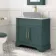Lucia Midnight Green Cabinet with Marble Top 840mm (Excludes Counter Top Basin) - Brass Knurled Handles