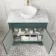 Lucia Midnight Green Vanity with Marble Top & Round Counter Top Basin 840mm - Brass Knurled Handles