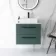 Elba Midnight Green Wall Hung Drawer Vanity with Marble Top & Cody Basin 600mm - Black Accents