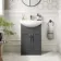 Capri Slate Grey Vanity with Semi Recessed Basin 550mm - Traditional Handles
