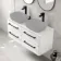 Omaha Gloss White Wall Hung Drawer Vanity with Marble Top 1200mm (Excludes Counter Top Basin) - Black Accents