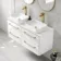 Omaha Gloss White Wall Hung Drawer Vanity with Marble Top & Marin Basin 1200mm - Brushed Brass Accents