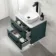 Omaha Mystic Green Wall Hung Drawer Vanity with Marble Top & Curved Counter Top Basin 600mm - Black Accents