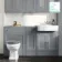 Monaco Dove Grey Combination Vanity Basin and Hudson Toilet with Wooden Seat 1500mm