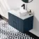 Crete Fluted Navy Blue Wall Hung Drawer Vanity with Marble Top & Marin Basin 800mm