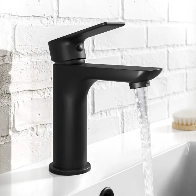 Lusk Matt Black Basin Mixer Tap