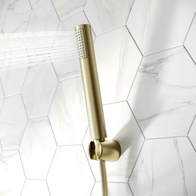 Wye Brushed Brass Bath Filler & Handheld Shower