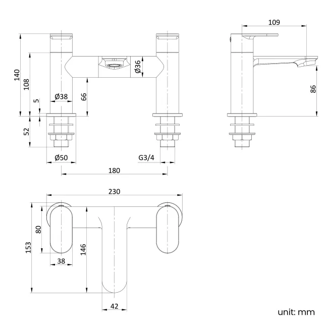 Avill Brushed Brass Bath Filler