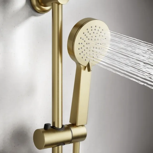 Aran Brushed Brass Round Thermostatic Bar Shower Set
