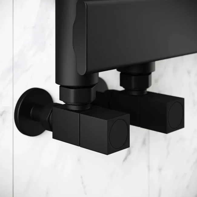 Seville Matt Black Designer Flat Panel Heated Towel Rail 1600x450mm