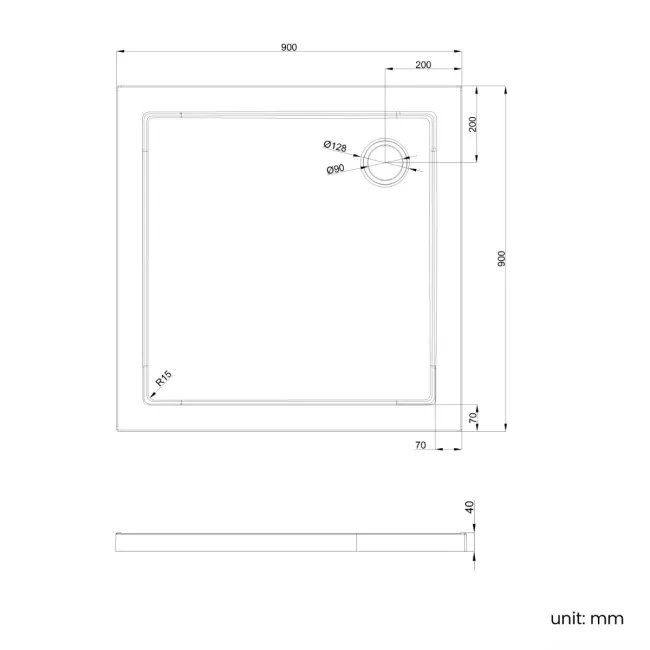Cairo Square SMC Composite Shower Tray 900x900mm