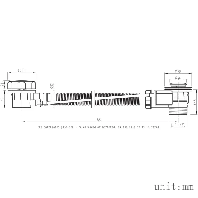 Standard Bath Pop-Up Waste With Overflow - Matt Black Finish
