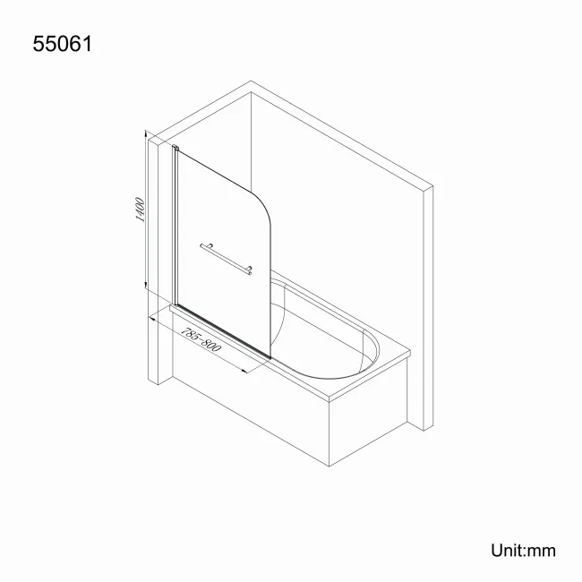 Geneva Easy Clean 6mm Bath Screen with Towel Rail - 800mm