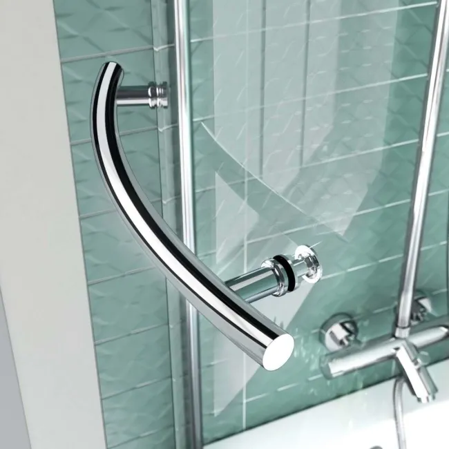 4mm P Shaped Bath Screen with Towel Rail