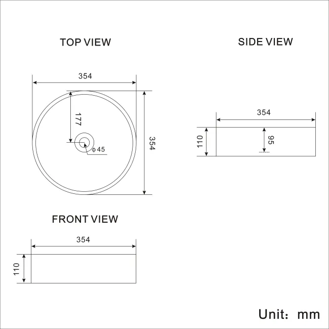 Louisiana Round Counter Top Basin 355mm