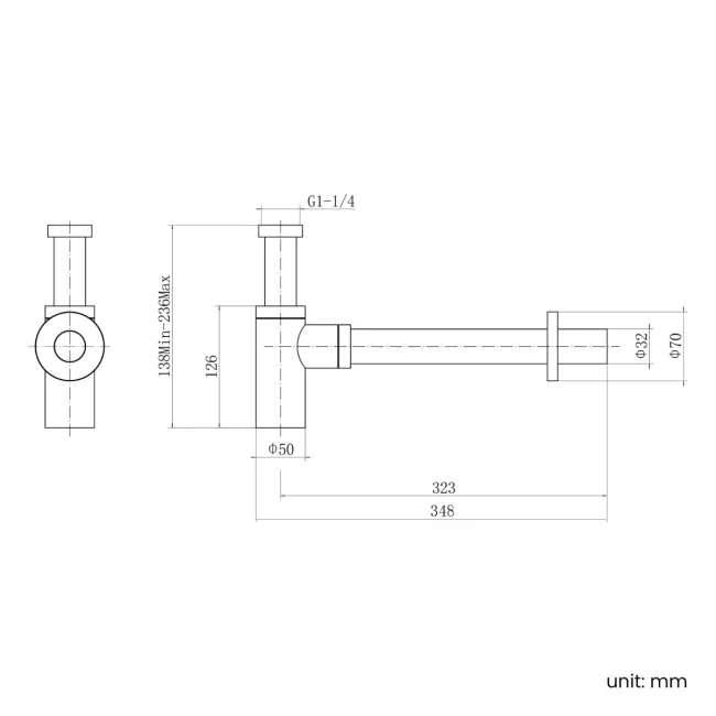 Chrome Round Solid Brass Bottle Trap