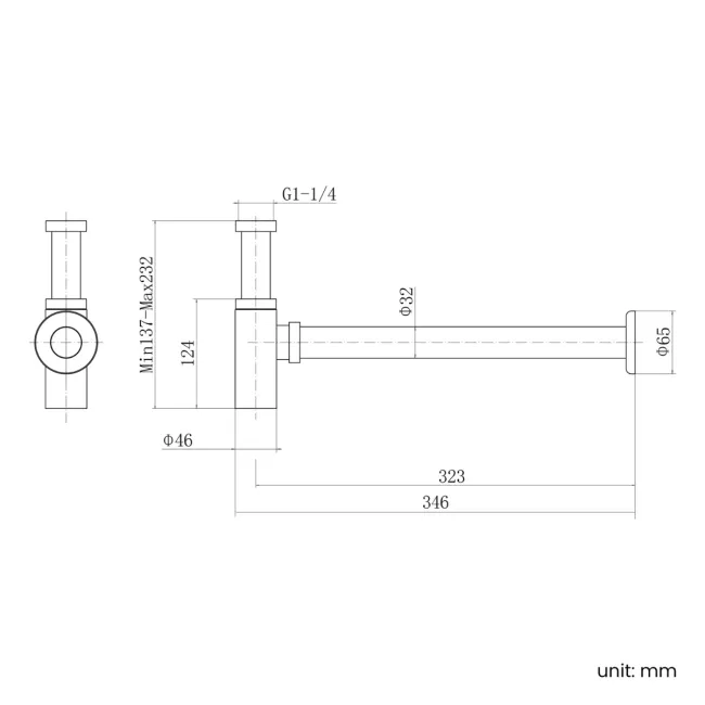Chrome Square Solid Brass Bottle Trap