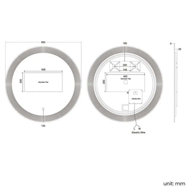 Blake Round Illuminated LED Mirror 800mm