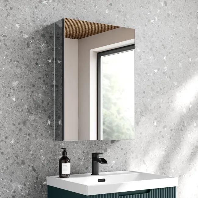 Esme Matt Black Recessed Mirror Cabinet 700x500mm
