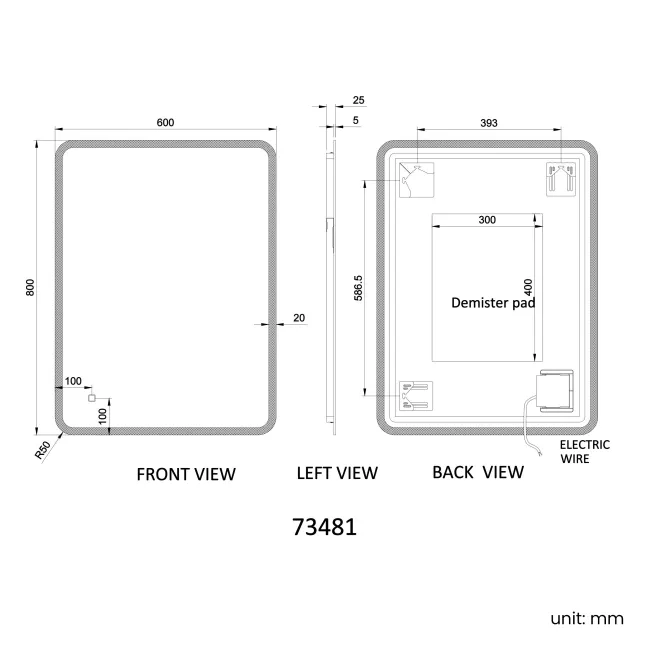 Jolie Illuminated LED Mirror 800x600mm