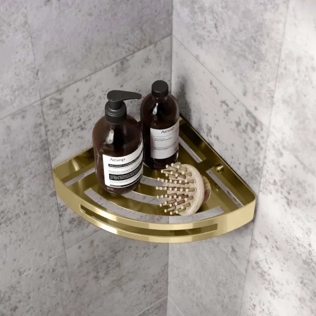 Ivy Brushed Brass Corner Soap Basket