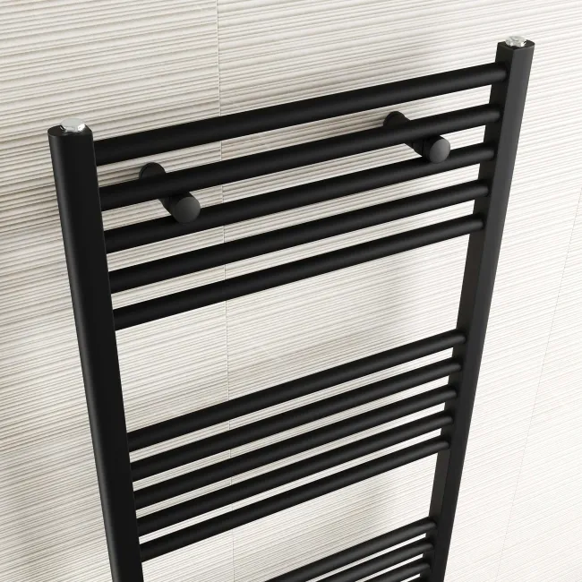 Naples Electric Premium Matt Black Straight Heated Towel Rail 1600x600mm