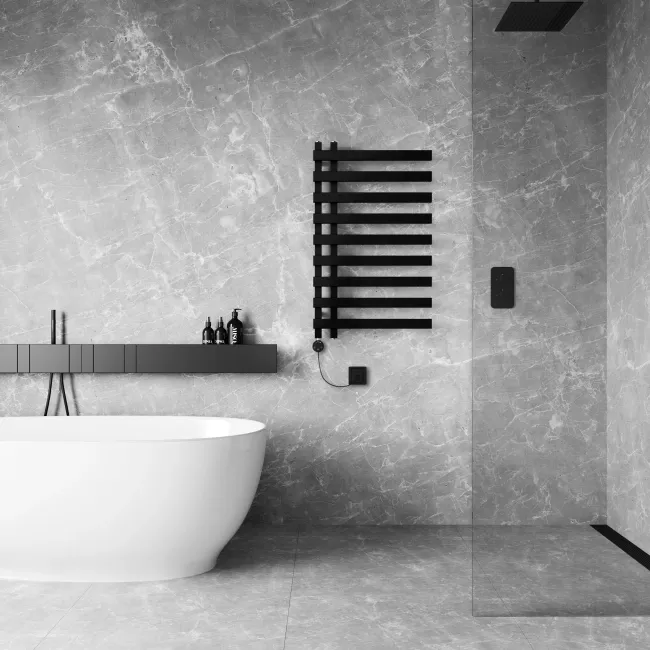 Palermo Electric Matt Black Designer Heated Towel Rail 1000x600mm