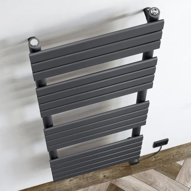 Santorini Electric Anthracite Flat Panel Heated Towel Rail 1600x450mm