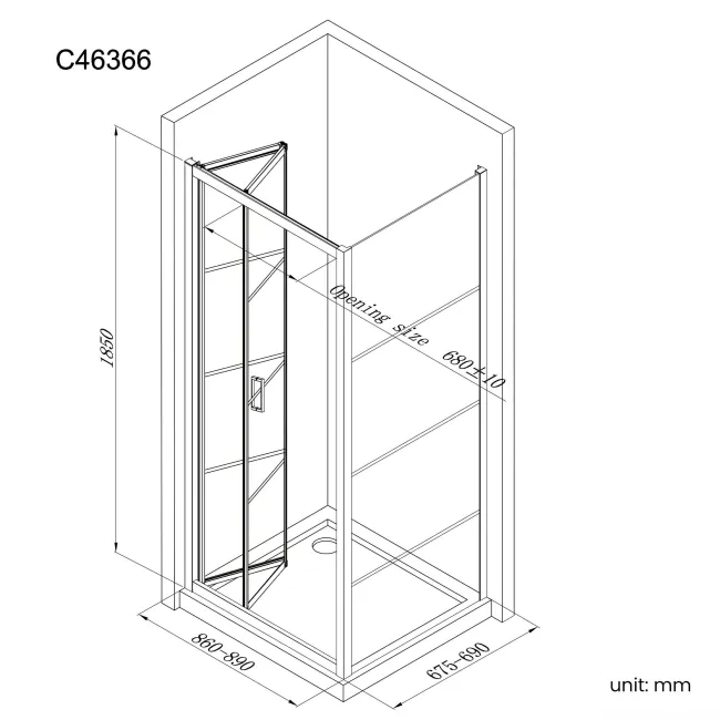 London Matt Black Grid 6mm Bifold Shower Enclosure 900x700mm