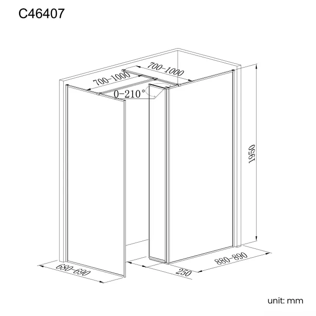 Munich Brushed Brass Framed 8mm Walk In Shower Enclosure 900mm & 700mm Glass with Return Panel