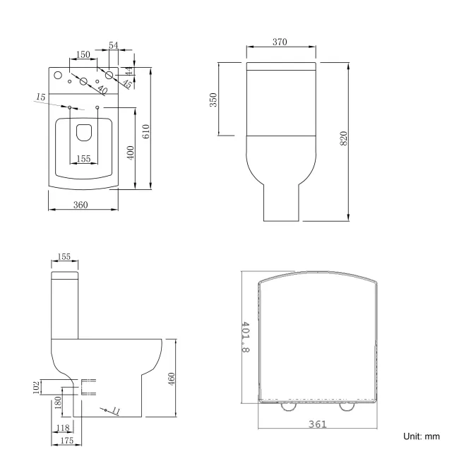 Portland Comfort Height Close Coupled Toilet With Soft Close Seat
