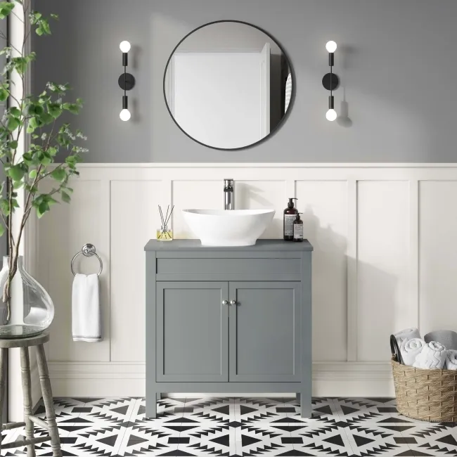 Bermuda Dove Grey Vanity With Oval Counter Top Basin 800mm