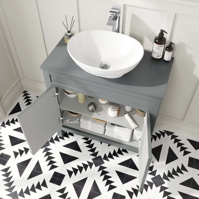 Bermuda Dove Grey Vanity With Oval Counter Top Basin 800mm