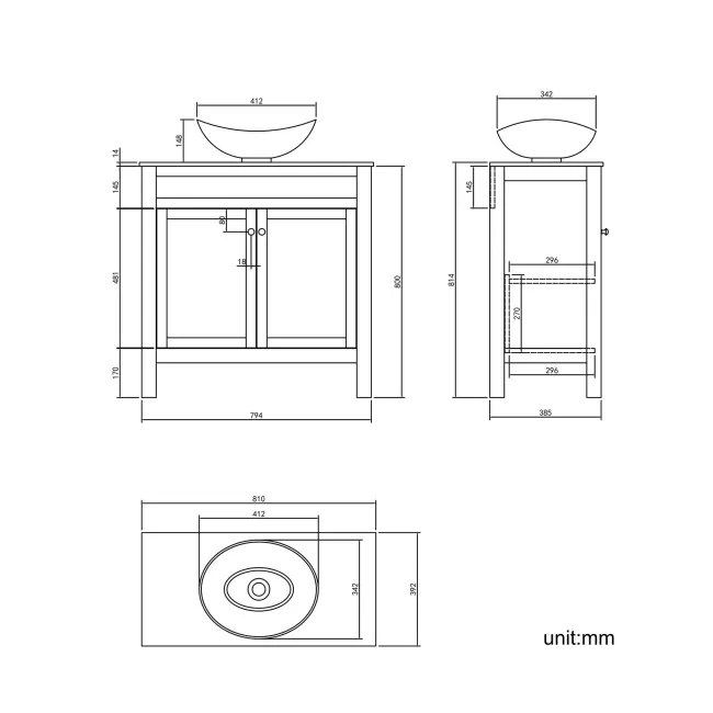 Bermuda Dove Grey Vanity With Oval Counter Top Basin 800mm
